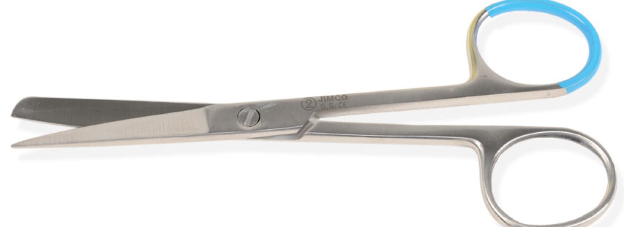 مقص جراحي مستقيم لتضميد الجروح، غير حاد/غير حاد، مقاس 10*25