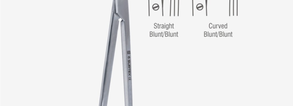 مقص جراحي منحني لتضميد الجروح غير حاد/غير حاد